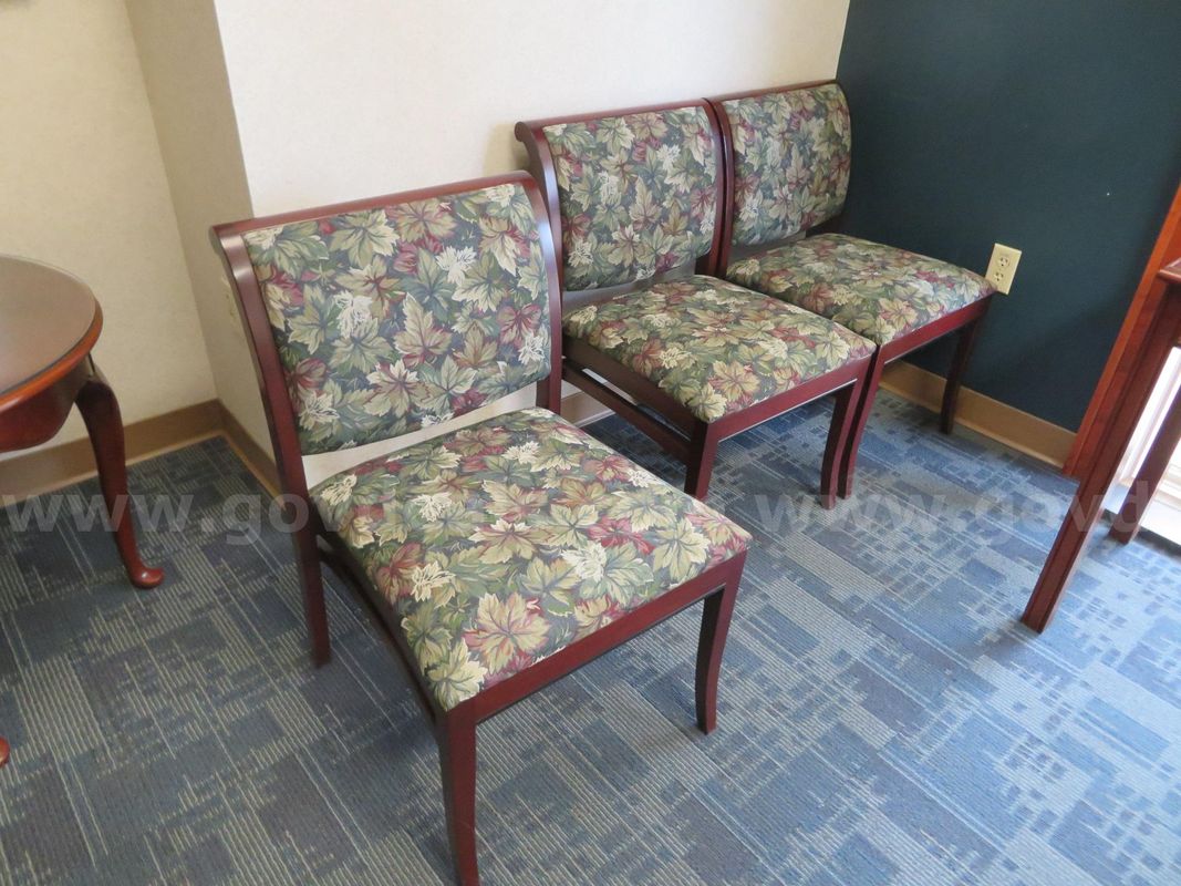 Lot of 10 Wood and Floral Upholstered Chairs