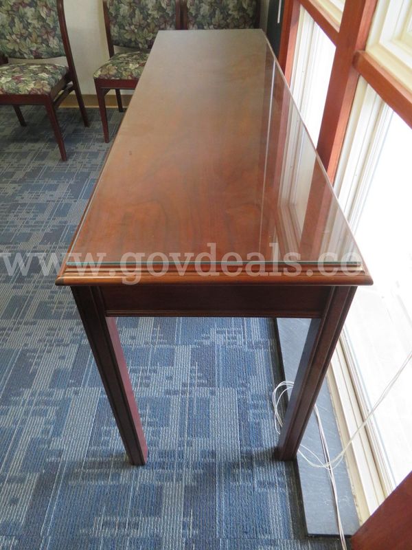 Wood table with glass top
