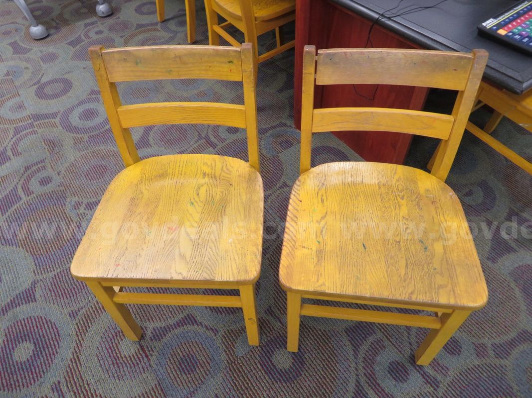 Lot of 2 Yellow Wood Children's Chairs
