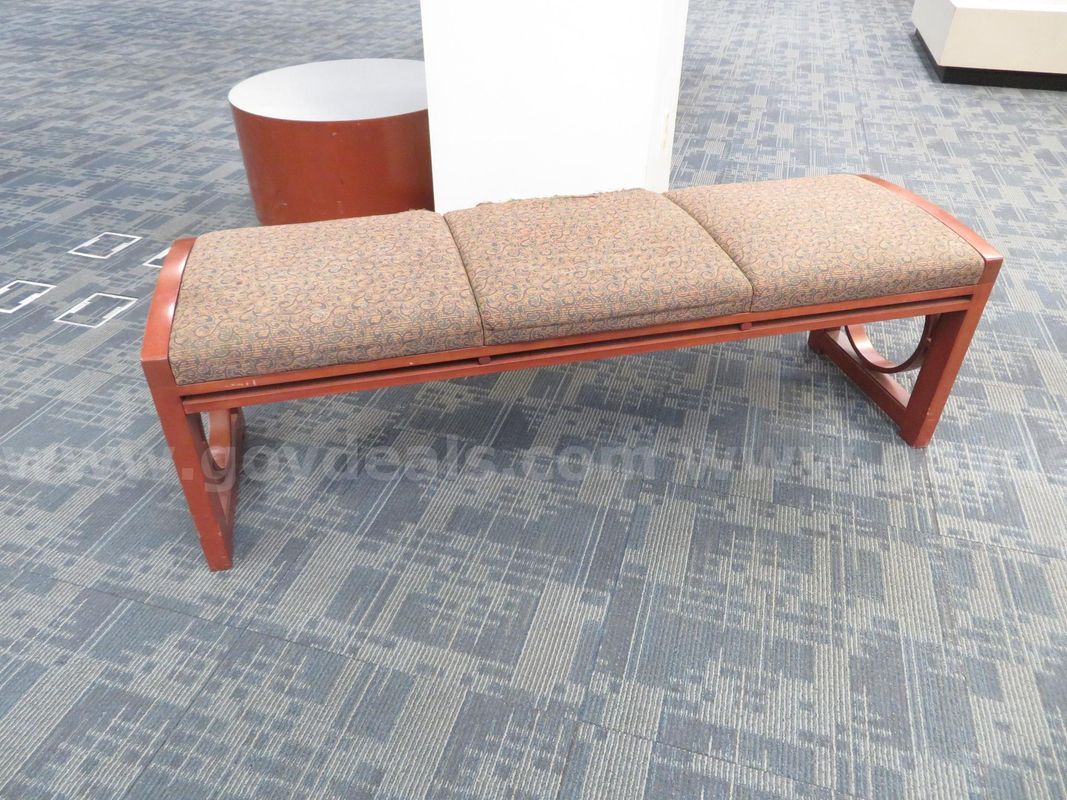 Lot of 4 Wood Benches with Upholstered Cushions