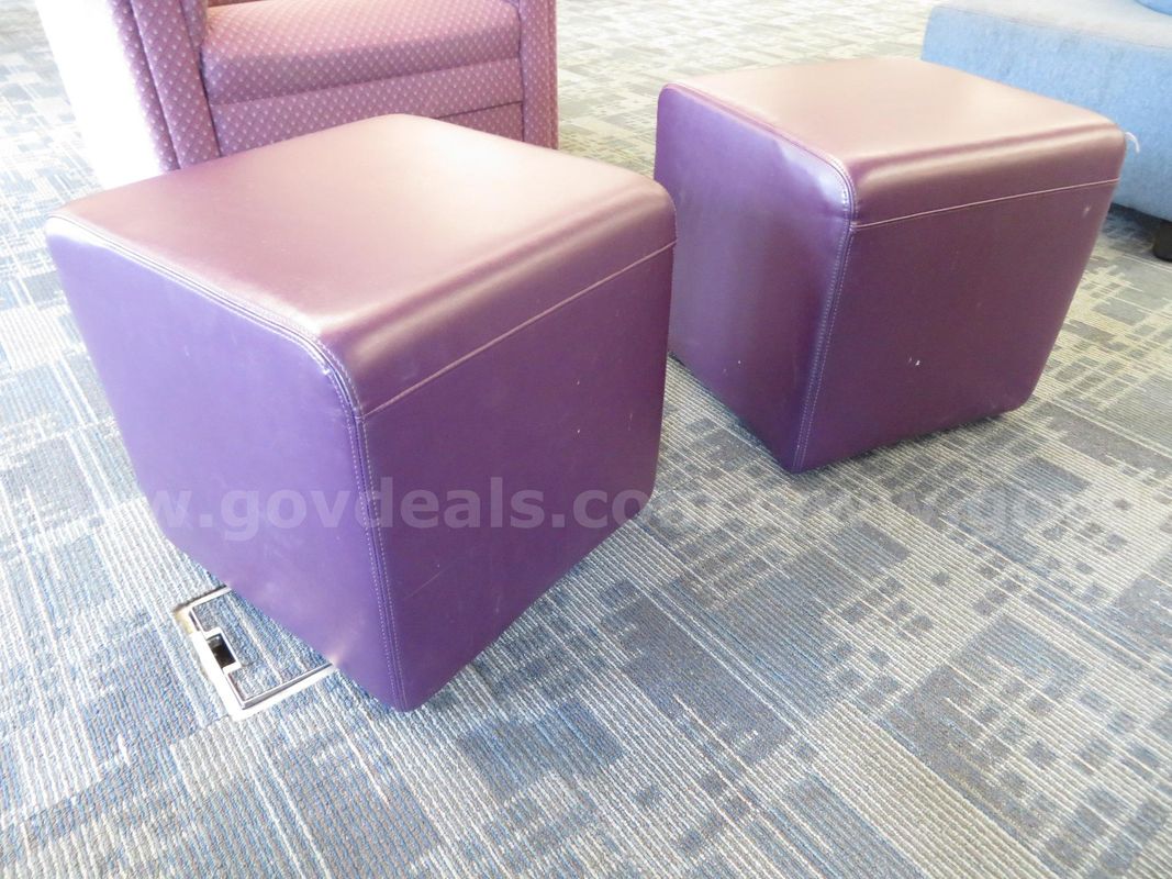 Lot of 3 Purple Faux Leather Ottoman Cubes