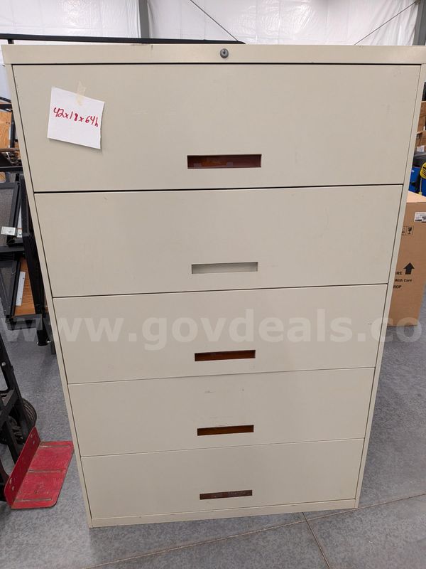 5 drawer lateral filing cabinet 42x18x64h
