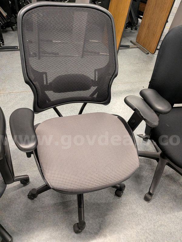 Grey Fabric office chair with mesh back
