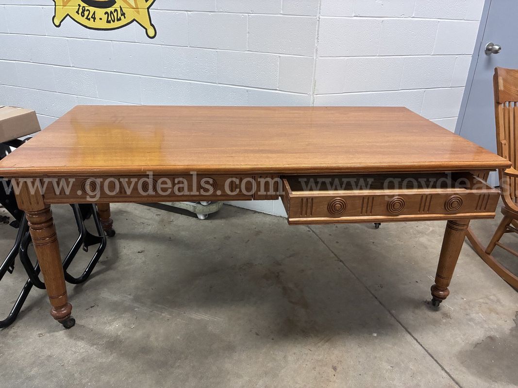 Table, Solid Wood, with drawers on wheels, 3ft x 6ft