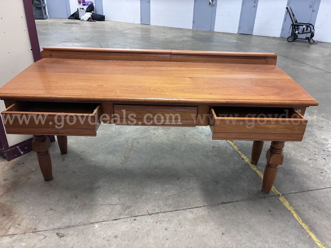 Wood desk, solid, three drawers, 2'3" x 6'