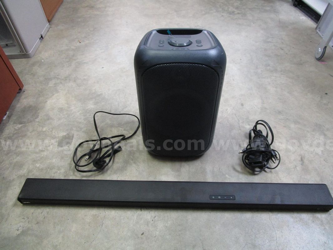 (1) Used Grey, Onn Bluetooth Speaker, 100094812; (1) Used Onn Speaker Bar