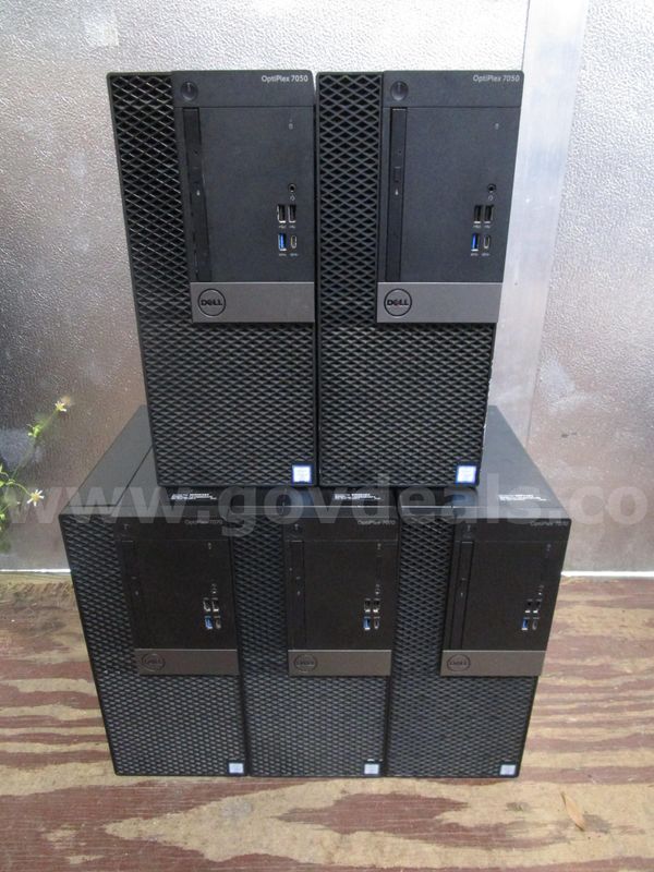 (2) USED DELL OPTIPLEX 7050 TOWERS, i7vPro 7TH GEN; (3) USED DELL OPTIPLEX 7070 TOWERS, i5vPro 9TH GEN