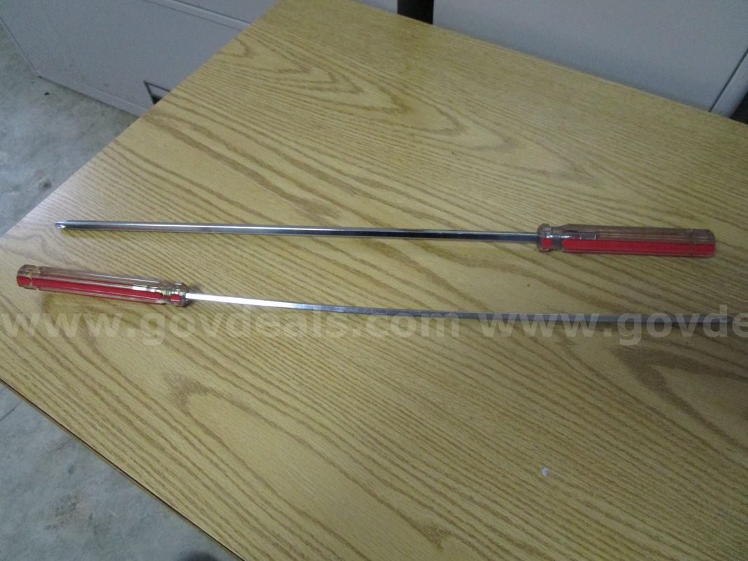 (2) USED 24"L PHILLIPS HEAD SCREWDRIVERS; ONE BENT