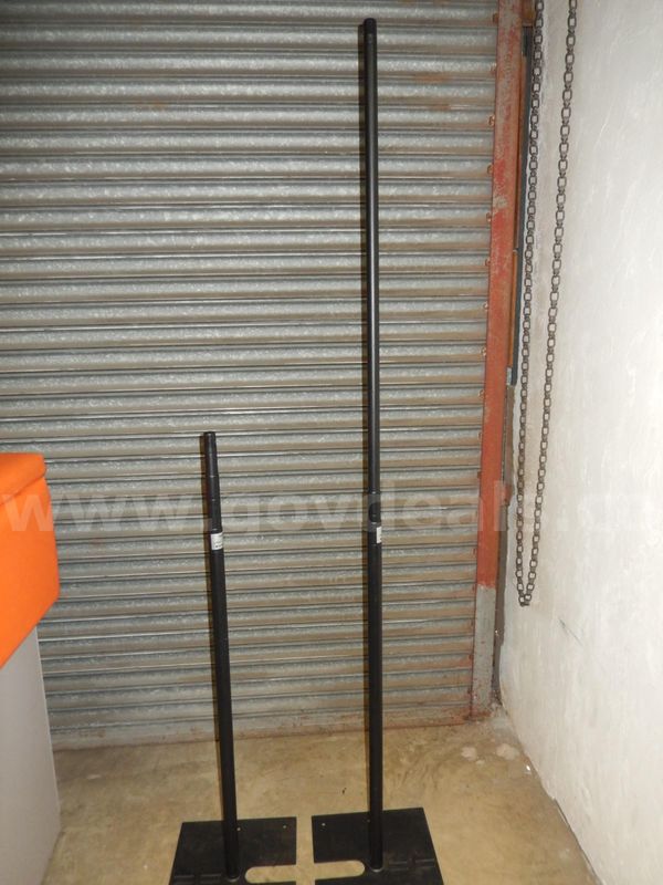 Used (2) Vertical Poles On Stands For Hanging Banners/Back Drops 50" To 103"