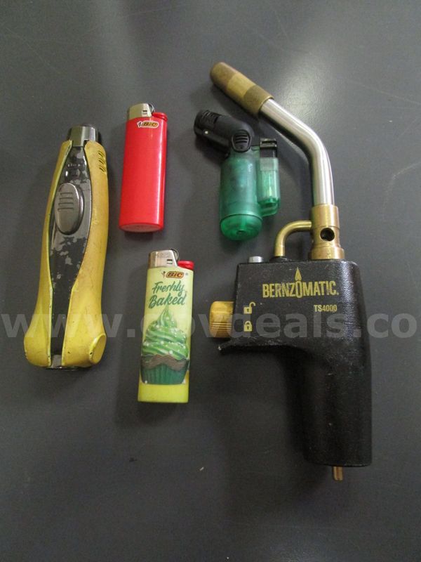 (3) USED LIGHTERS; (2) USED PROPANE ATTACHMENTS