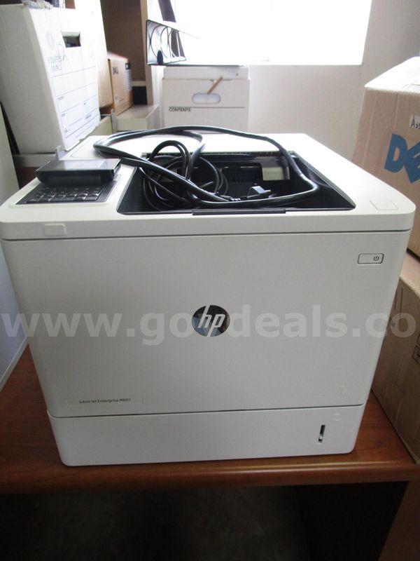 (1) USED HP LASERJET ENTERPRISE, M607 W/ POWER PLUG AND PRINTER CABLE