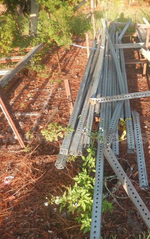 USED (15) SQUARE METAL SIGN POSTS RANGING FROM 144" L TO 165" L