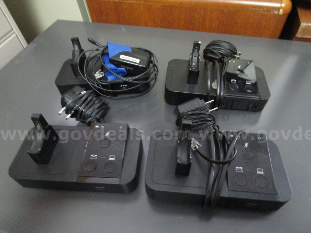 (4) USED JABRA HEADSET CHARGERS