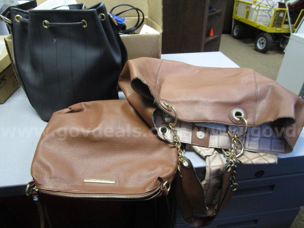 (1) Used Dark Grey, Draw String Bag; (1) Used Brown Tote Bag; (1) Used Brown Coin Purse