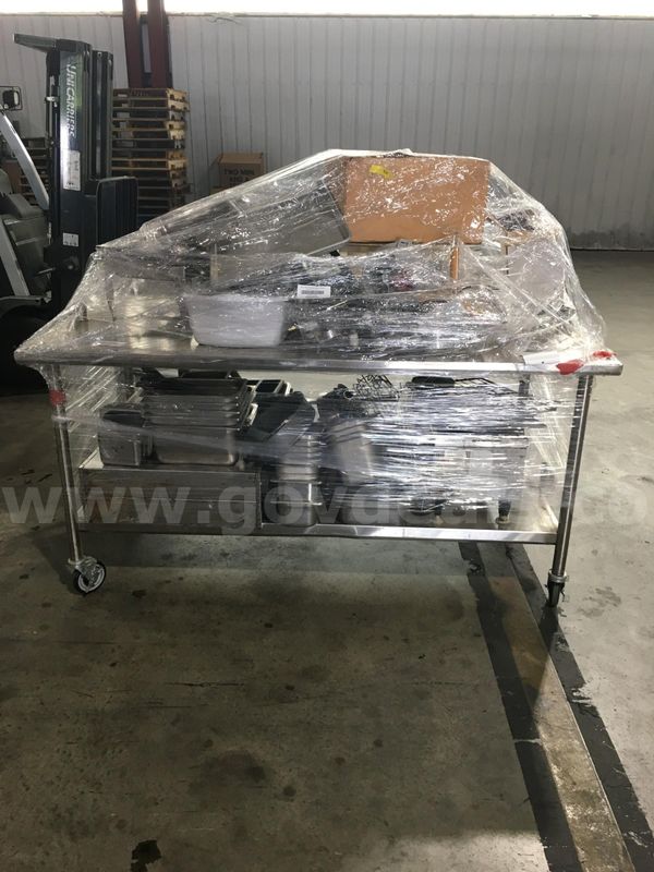 LARGE KITCHEN PREP TABLE AND ACCESSORIES