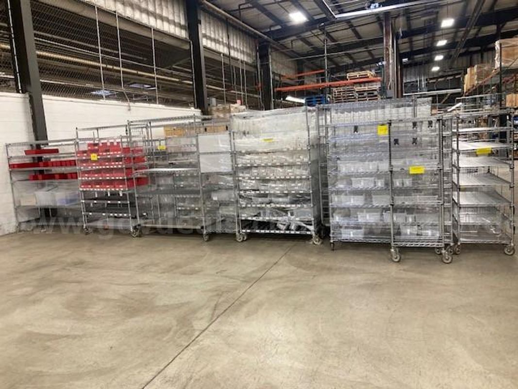 Lot of Six (6) Rolling Shelving Units