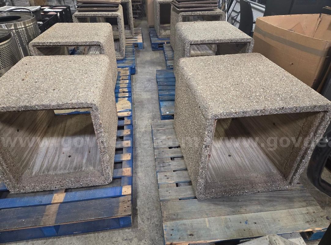 Lot of 4 Concrete Trash Cans