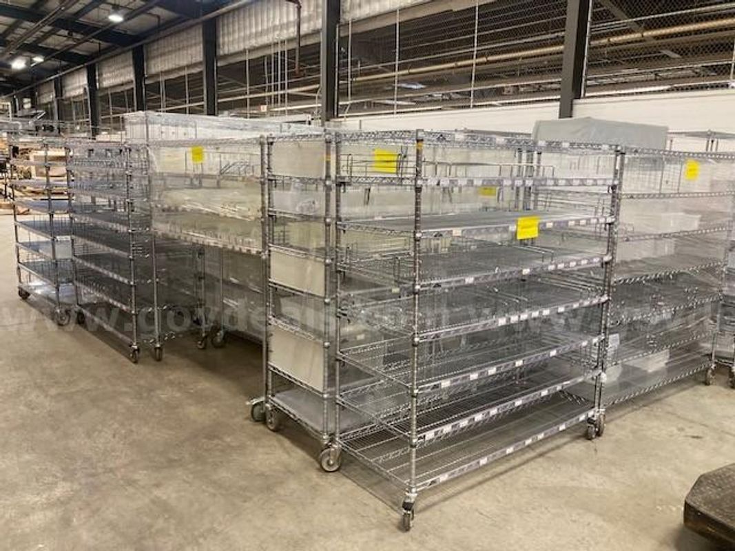 Lot of Six (6) Rolling Shelving Units