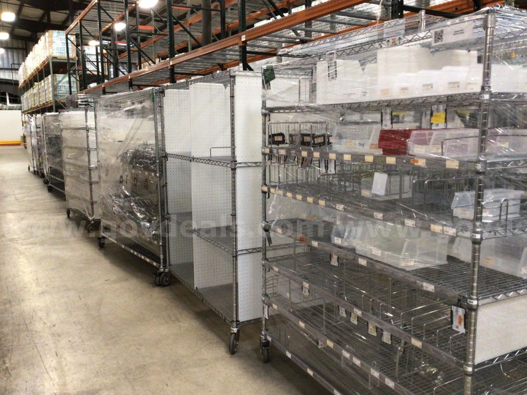 Lot of Six (6) Rolling Shelving Units