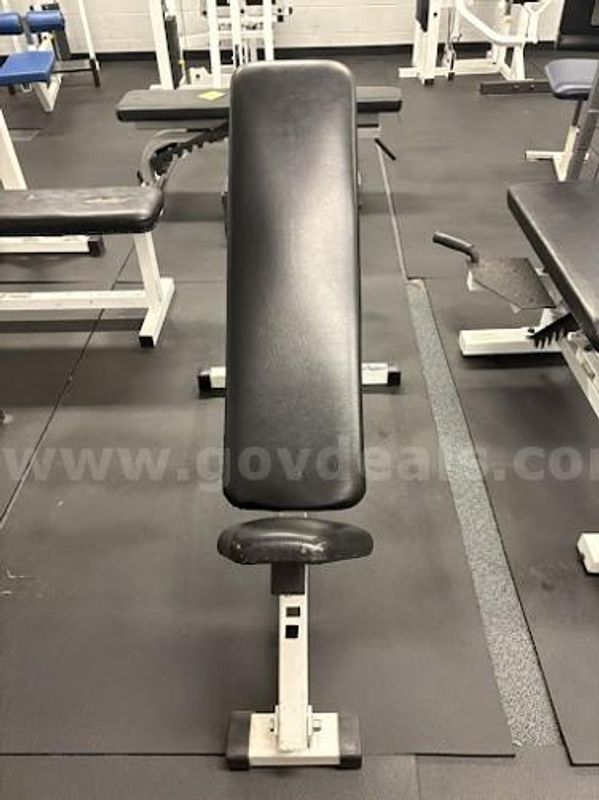 Lot 6 Commercial Adjustable Incline Bench with Spotter Platforms