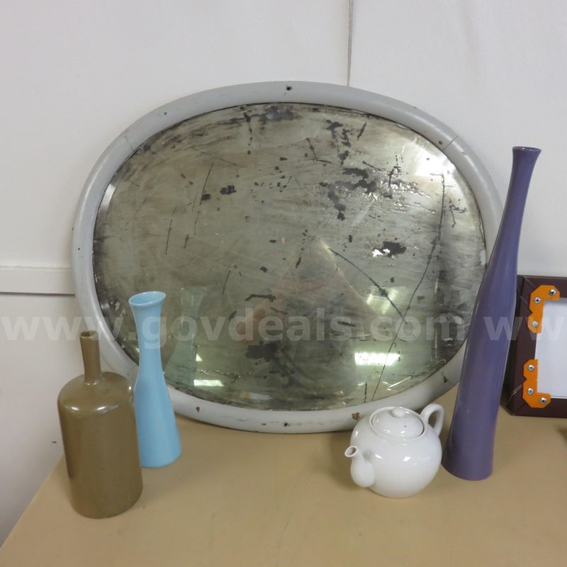 Antique Mirror, Vases - Lot of 3. Tea Pot.