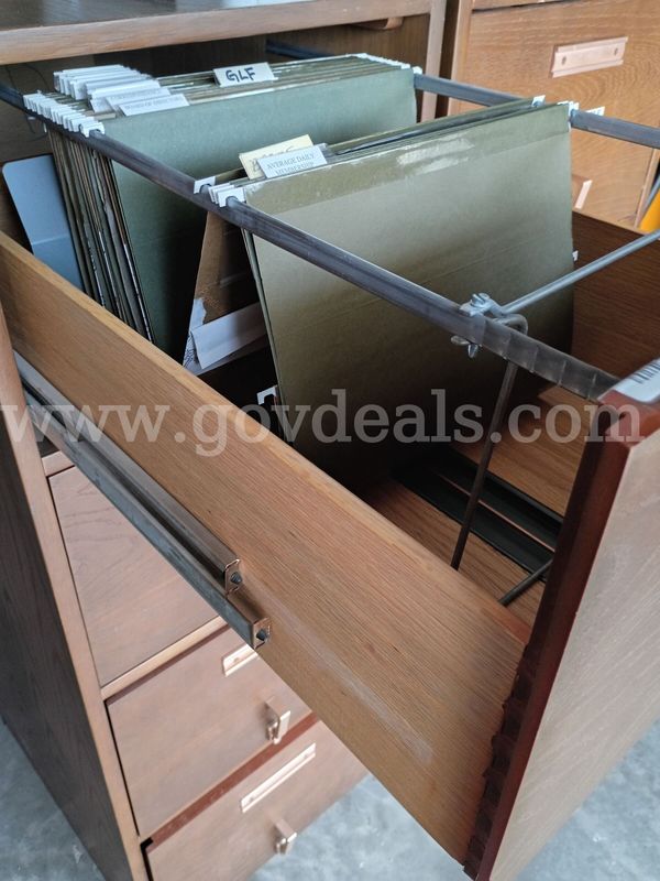 Two wood filing cabinets