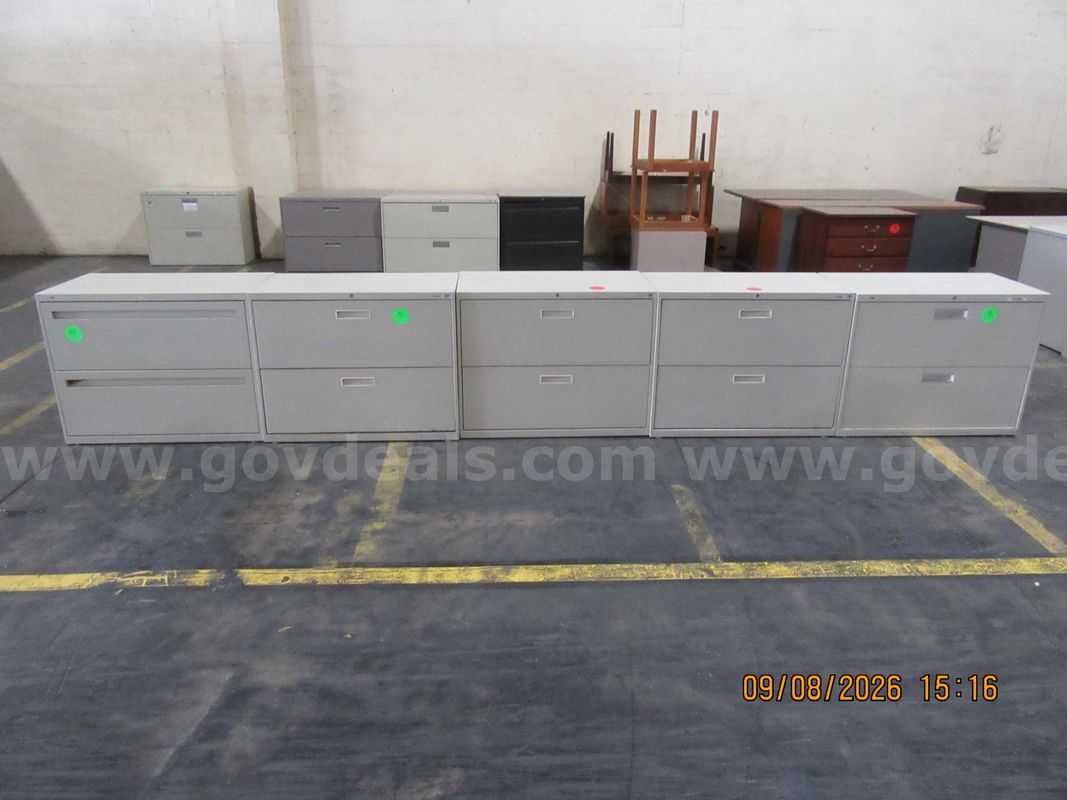 Lot of 5 Various Lateral File Cabinets