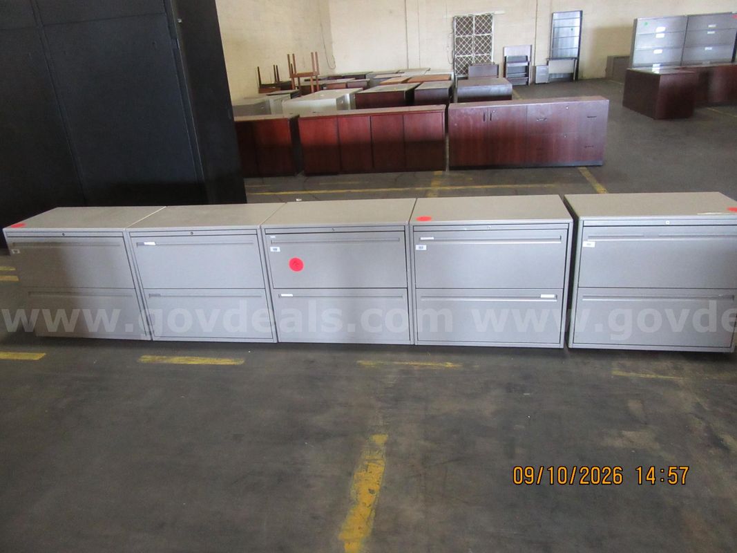 Lot of 5 Lateral 2 Drawer File Cabinets
