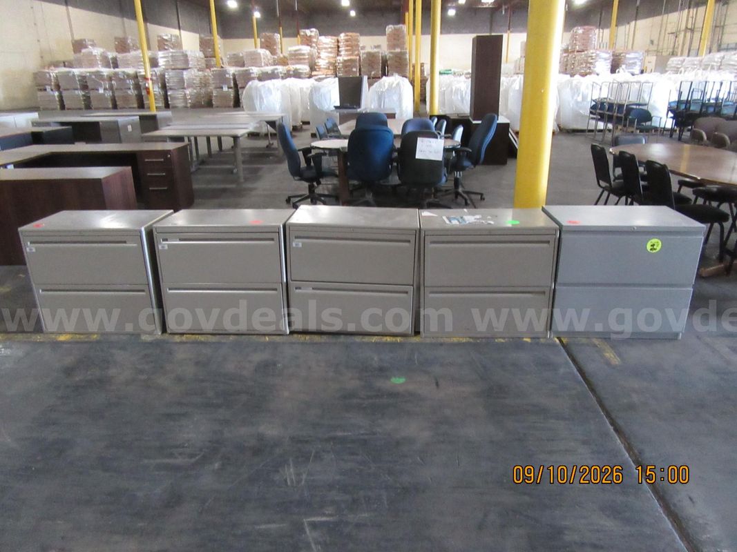 Lot of 5 Lateral 2 Drawer File Cabinets