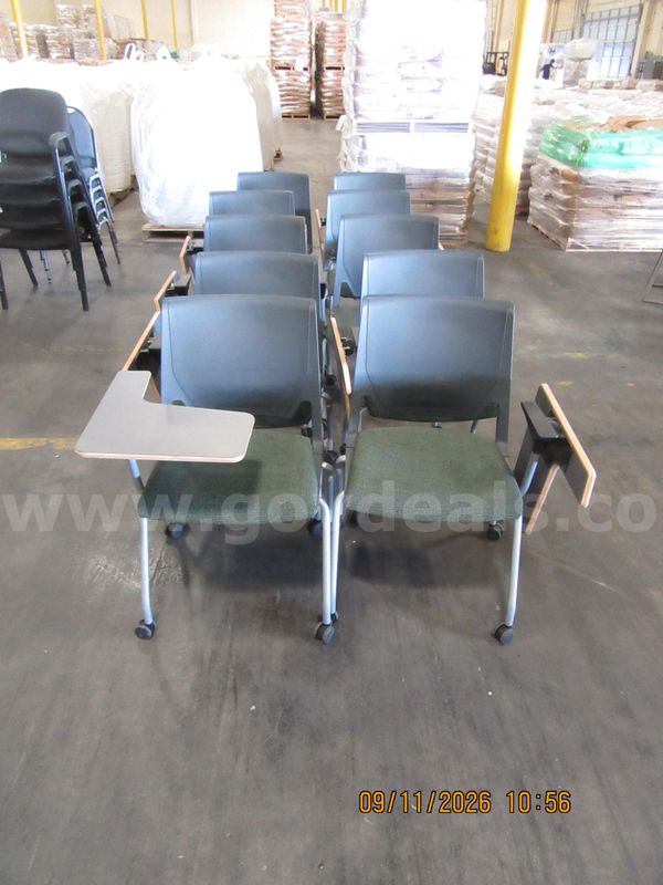 Lot of 10 Student Chairs w/ Folding Desk Attachment