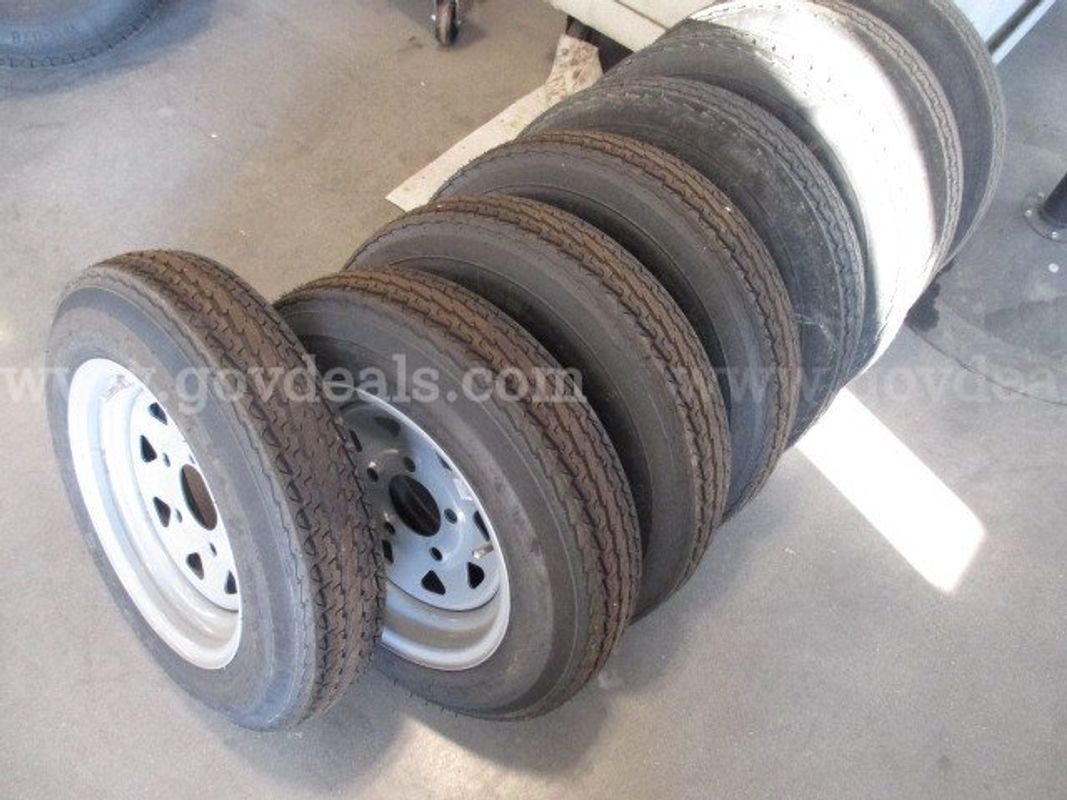 Lot of 8 wheels w/ tires - Size 4.80-12
