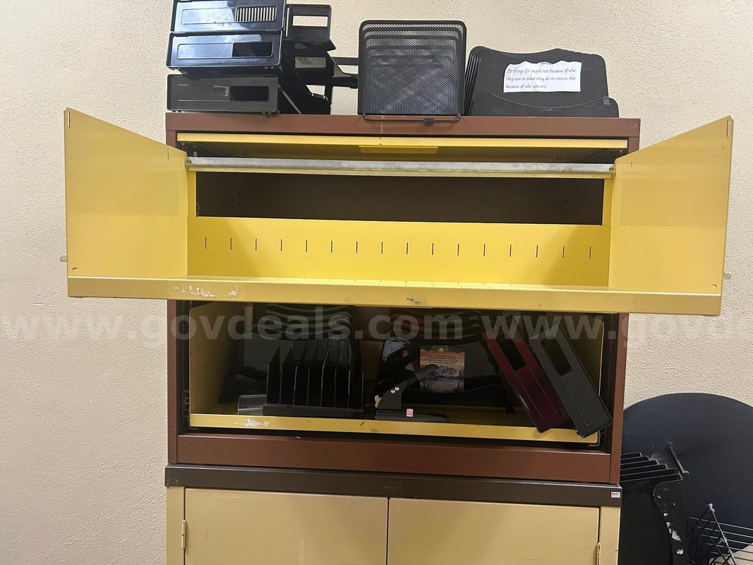Metal File Cabinet and Office Supplies