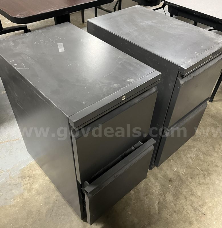 Two (2) 2-Drawer File Cabinets On Casters