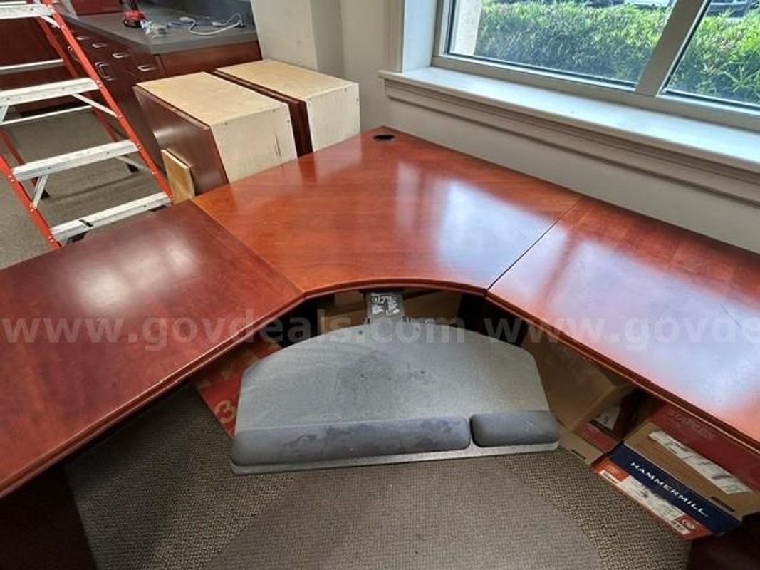 Two L-Shaped Desks with two drawer cabinets