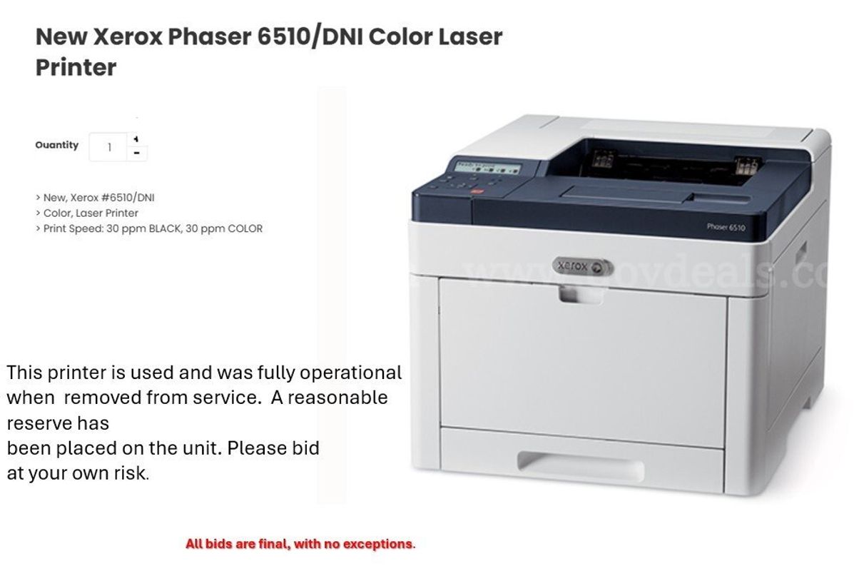 Asset ID #5439 — #46 XEROX PHASER 6510 Used