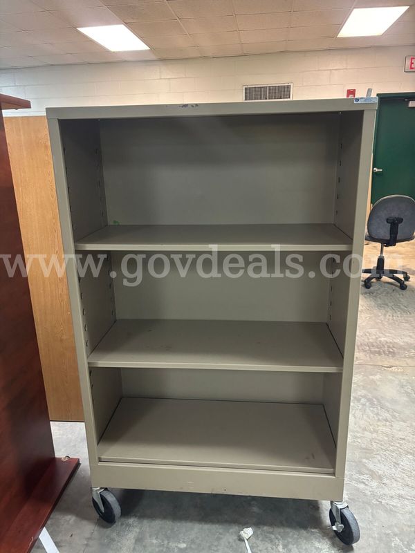 2 Rolling Metal Bookshelves