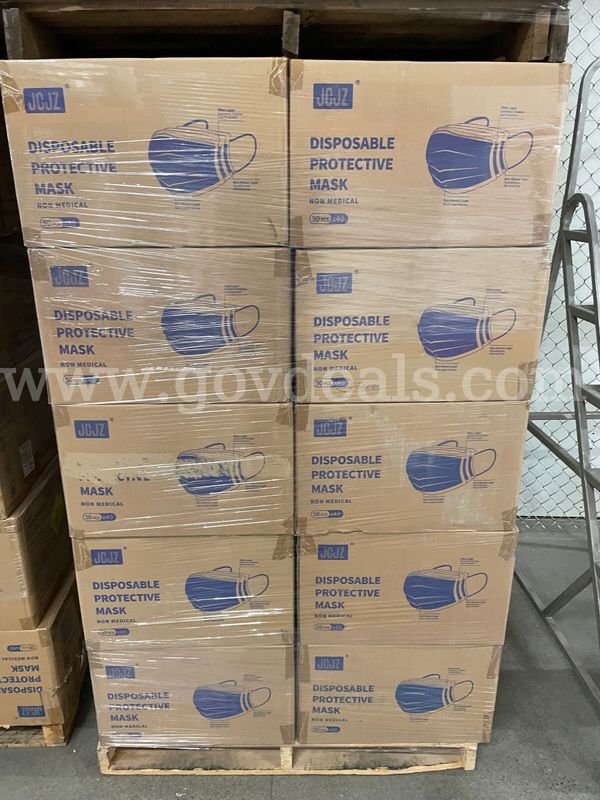 Lot of 2 Pallets of JCJZ Disposable Protective Masks | Non-Medical