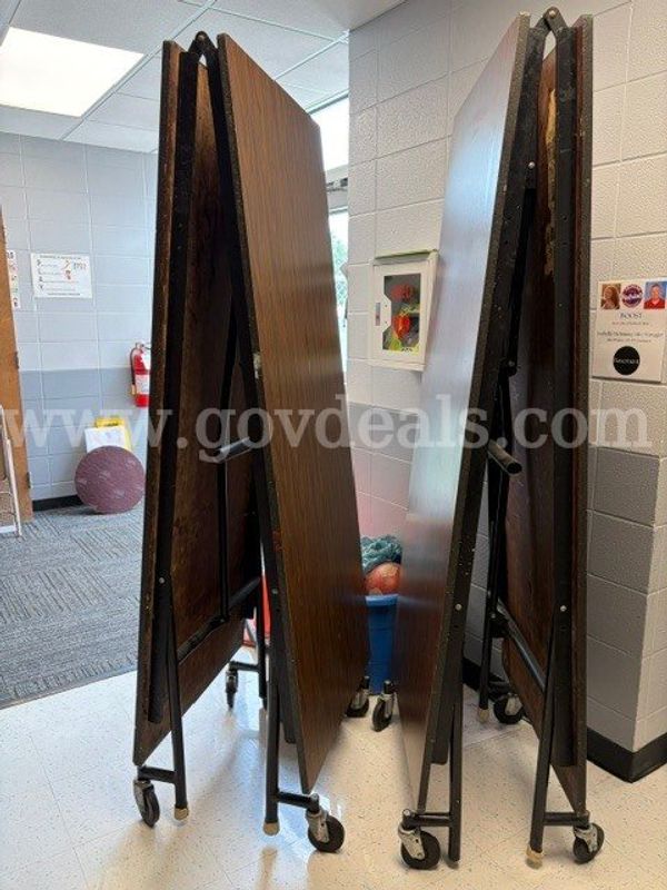 Two folding cafeteria/buffet tables