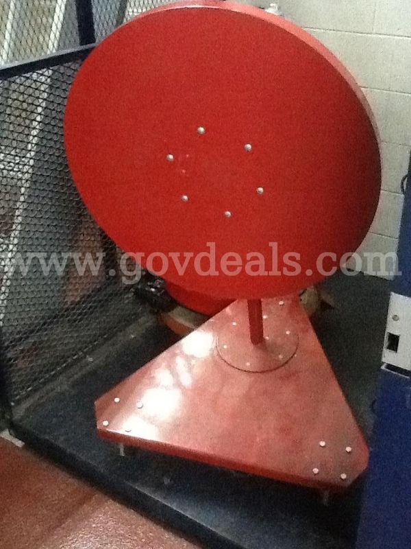 Modern Geometric Table. Red, Metal Tilt-Top Pedestal Table