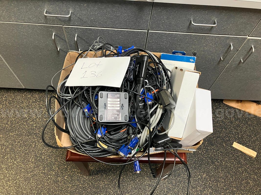 Box Lot of Mixed Computer Cords and Accessories