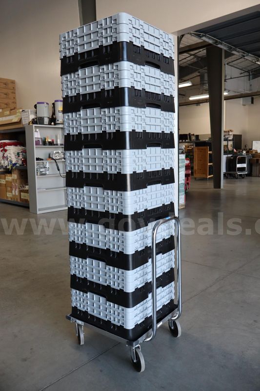 Bulk Glass Pint Cups with Cambro Racks & Metro Dolly