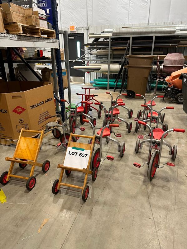 Lot 657 - Lot Of Trycycle And Push Toys