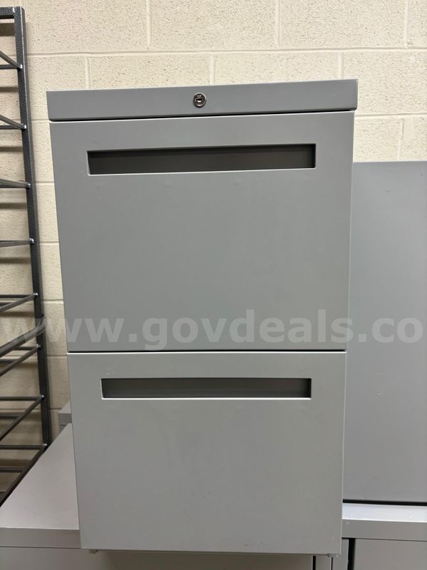 Used Two Drawer Gray Pedestal File Cabinet
