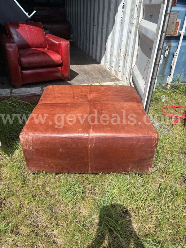 Large Brown Leather Ottoman - set of 4