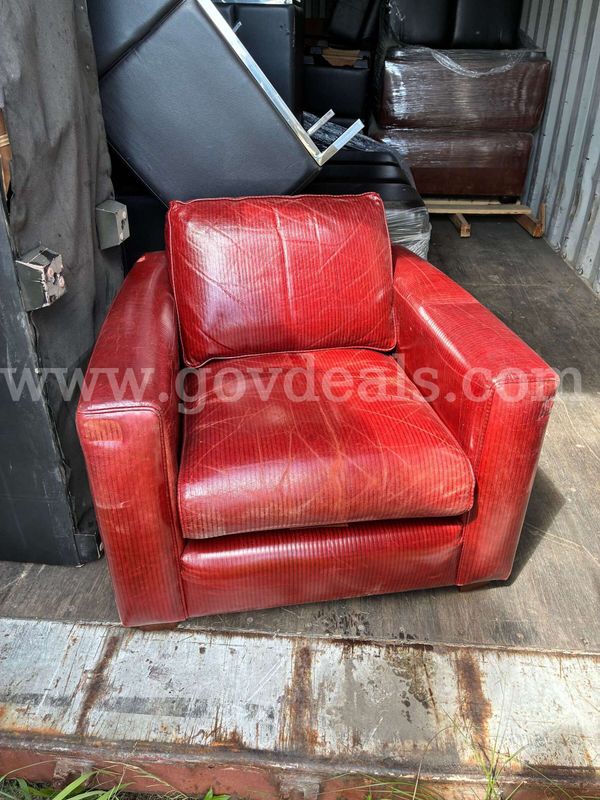 Soft Red Leather Chairs - set of 5