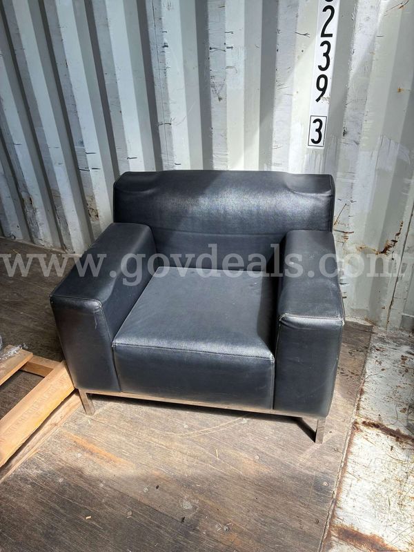 Black Leather Chairs with metal legs - set of 5
