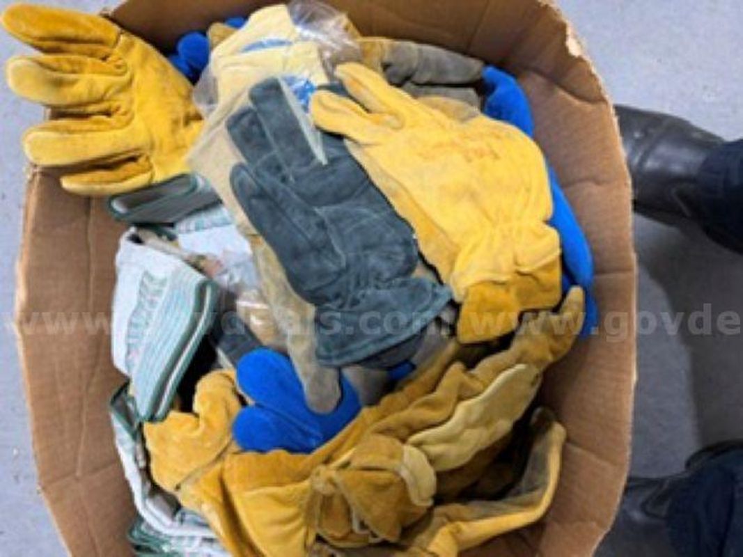 Box of used (expired gloves and suspenders)