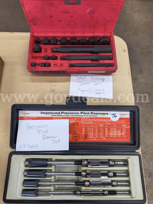 K-D Tools, Precision Pilot Reamer Set, Snap-On Small Bushing Driver Set. Lot 76