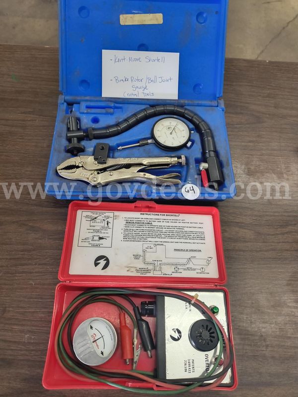 KENT-MOORE BRAND "SHORTELL DEVICE" and CENTRAL TOOLS BRAKE ROTOR/BALL JOINT/SLACK ADJUSTER GAUGE. (LOT 64)