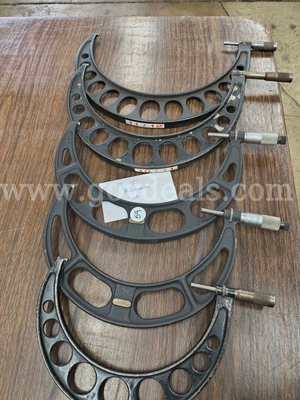 Set of Large Size Micrometers, 7"-12" . A mix of STARRETT and BROWNE & SHARPE BRAND. (lot 59)